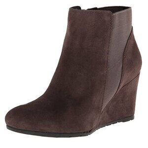 Clarks Brown Suede Wedge Ankle Boots